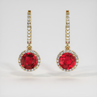 <span>0.95</span>&nbsp;<span class="tooltip-light">Ct.Tw.<span class="tooltiptext">Total Carat Weight</span></span> Ruby Earrings, 14K Yellow Gold 1