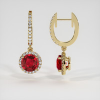 <span>0.95</span>&nbsp;<span class="tooltip-light">Ct.Tw.<span class="tooltiptext">Total Carat Weight</span></span> Ruby Earrings, 14K Yellow Gold 2