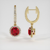 1.82 Ct.Tw. Ruby Earrings, 14K Yellow Gold 2
