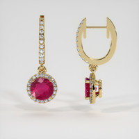 0.95 Ct.Tw. Ruby Earrings, 14K Yellow Gold 2