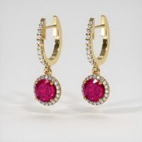 0.95 Ct.Tw. Ruby Earrings, 14K Yellow Gold 3