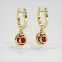 0.95 Ct.Tw. Ruby Earrings, 14K Yellow Gold 4