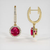 <span>1.00</span>&nbsp;<span class="tooltip-light">Ct.Tw.<span class="tooltiptext">Total Carat Weight</span></span> Ruby Earrings, 14K Yellow Gold 2