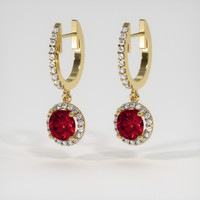 1.42 Ct.Tw. Ruby Earrings, 18K Yellow Gold 3