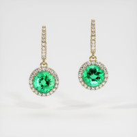 <span>0.68</span>&nbsp;<span class="tooltip-light">Ct.Tw.<span class="tooltiptext">Total Carat Weight</span></span> Emerald Earrings, 18K Yellow Gold 1