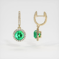 <span>0.68</span>&nbsp;<span class="tooltip-light">Ct.Tw.<span class="tooltiptext">Total Carat Weight</span></span> Emerald Earrings, 18K Yellow Gold 2