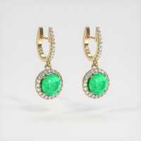 <span>0.68</span>&nbsp;<span class="tooltip-light">Ct.Tw.<span class="tooltiptext">Total Carat Weight</span></span> Emerald Earrings, 18K Yellow Gold 3