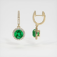 1.51 Ct.Tw. Emerald Earrings, 18K Yellow Gold 2