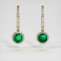 1.07 Ct.Tw. Emerald Earrings, 18K Yellow Gold 1