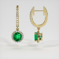 <span>0.60</span>&nbsp;<span class="tooltip-light">Ct.Tw.<span class="tooltiptext">Total Carat Weight</span></span> Emerald Earrings, 18K Yellow Gold 2