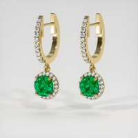 1.07 Ct.Tw. Emerald Earrings, 18K Yellow Gold 3