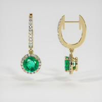 1.25 Ct.Tw. Emerald Earrings, 18K Yellow Gold 2
