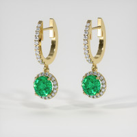1.25 Ct.Tw. Emerald Earrings, 18K Yellow Gold 3