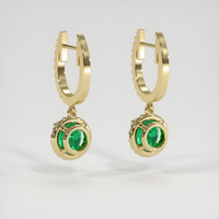 <span>0.64</span>&nbsp;<span class="tooltip-light">Ct.Tw.<span class="tooltiptext">Total Carat Weight</span></span> Emerald Earrings, 18K Yellow Gold 4