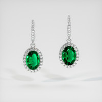 <span>2.10</span>&nbsp;<span class="tooltip-light">Ct.Tw.<span class="tooltiptext">Total Carat Weight</span></span> Emerald Earrings, Platinum 950 1