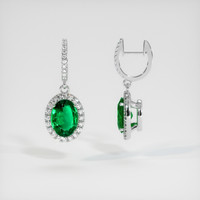 <span>2.10</span>&nbsp;<span class="tooltip-light">Ct.Tw.<span class="tooltiptext">Total Carat Weight</span></span> Emerald Earrings, Platinum 950 2
