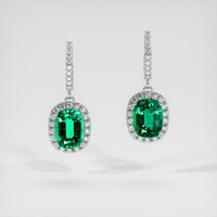 <span>2.46</span>&nbsp;<span class="tooltip-light">Ct.Tw.<span class="tooltiptext">Total Carat Weight</span></span> Emerald Earrings, Platinum 950 1