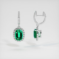 <span>2.46</span>&nbsp;<span class="tooltip-light">Ct.Tw.<span class="tooltiptext">Total Carat Weight</span></span> Emerald Earrings, Platinum 950 2