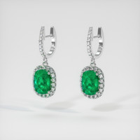 <span>2.46</span>&nbsp;<span class="tooltip-light">Ct.Tw.<span class="tooltiptext">Total Carat Weight</span></span> Emerald Earrings, Platinum 950 3