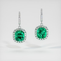 <span>3.63</span>&nbsp;<span class="tooltip-light">Ct.Tw.<span class="tooltiptext">Total Carat Weight</span></span> Emerald Earrings, Platinum 950 1