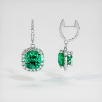 <span>3.63</span>&nbsp;<span class="tooltip-light">Ct.Tw.<span class="tooltiptext">Total Carat Weight</span></span> Emerald Earrings, Platinum 950 2