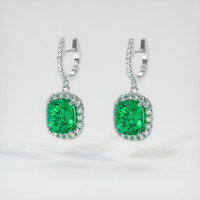 3.63 Ct.Tw. Emerald Earrings, Platinum 950 3