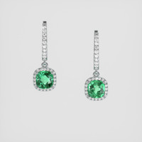 <span>1.71</span>&nbsp;<span class="tooltip-light">Ct.Tw.<span class="tooltiptext">Total Carat Weight</span></span> Emerald Earrings, Platinum 950 1