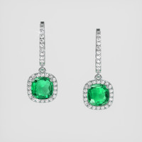 <span>1.90</span>&nbsp;<span class="tooltip-light">Ct.Tw.<span class="tooltiptext">Total Carat Weight</span></span> Emerald Earrings, Platinum 950 1