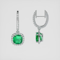 <span>1.90</span>&nbsp;<span class="tooltip-light">Ct.Tw.<span class="tooltiptext">Total Carat Weight</span></span> Emerald Earrings, Platinum 950 2