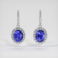 3.24 Ct.Tw. Blue Sapphire Earrings, 14K White Gold 1