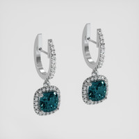 <span>2.75</span> <span class="tooltip-light">Ct.Tw.<span class="tooltiptext">Total Carat Weight</span></span> Greenish Blue Sapphire Earrings, 14K White Gold 3