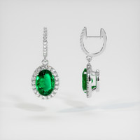 <span>2.10</span>&nbsp;<span class="tooltip-light">Ct.Tw.<span class="tooltiptext">Total Carat Weight</span></span> Emerald Earrings, 18K White Gold 2