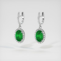 <span>2.10</span>&nbsp;<span class="tooltip-light">Ct.Tw.<span class="tooltiptext">Total Carat Weight</span></span> Emerald Earrings, 18K White Gold 3