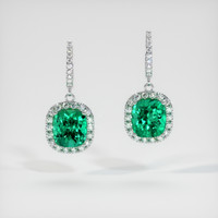 3.63 Ct.Tw. Emerald Earrings, 18K White Gold 1