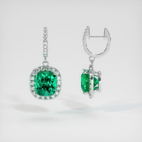 <span>3.63</span>&nbsp;<span class="tooltip-light">Ct.Tw.<span class="tooltiptext">Total Carat Weight</span></span> Emerald Earrings, 18K White Gold 2