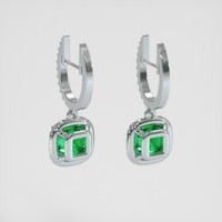 <span>1.90</span> <span class="tooltip-light">Ct.Tw.<span class="tooltiptext">Total Carat Weight</span></span> Emerald Earrings, 18K White Gold 4