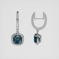 <span>2.75</span>&nbsp;<span class="tooltip-light">Ct.Tw.<span class="tooltiptext">Total Carat Weight</span></span> Greenish Blue Sapphire Earrings, 18K White Gold 2