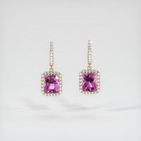 <span>1.08</span>&nbsp;<span class="tooltip-light">Ct.Tw.<span class="tooltiptext">Total Carat Weight</span></span> Pink Sapphire Earrings, 14K Yellow Gold 1