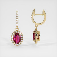 <span>1.21</span>&nbsp;<span class="tooltip-light">Ct.Tw.<span class="tooltiptext">Total Carat Weight</span></span> Ruby Earrings, 14K Yellow Gold 2