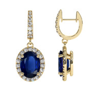 2.57 Ct.Tw. Blue Sapphire Earrings, 14K Yellow Gold 2