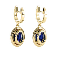 2.57 Ct.Tw. Blue Sapphire Earrings, 14K Yellow Gold 4