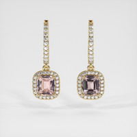 1.62 Ct.Tw. Peach Sapphire Earrings, 14K Yellow Gold 1