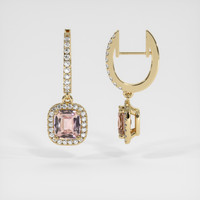 1.62 Ct.Tw. Peach Sapphire Earrings, 14K Yellow Gold 2