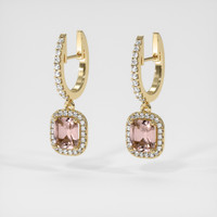 1.62 Ct.Tw. Peach Sapphire Earrings, 14K Yellow Gold 3
