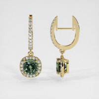 1.92 Ct.Tw. Green Sapphire Earrings, 14K Yellow Gold 2