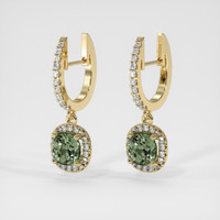 1.92 Ct.Tw. Green Sapphire Earrings, 14K Yellow Gold 3