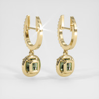 1.92 Ct.Tw. Green Sapphire Earrings, 14K Yellow Gold 4