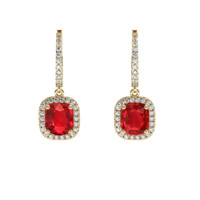 3.17 Ct.Tw. Ruby Earrings, 14K Yellow Gold 1