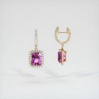 <span>1.08</span>&nbsp;<span class="tooltip-light">Ct.Tw.<span class="tooltiptext">Total Carat Weight</span></span> Pink Sapphire Earrings, 18K Yellow Gold 2