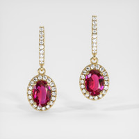 <span>0.63</span>&nbsp;<span class="tooltip-light">Ct.Tw.<span class="tooltiptext">Total Carat Weight</span></span> Ruby Earrings, 18K Yellow Gold 1